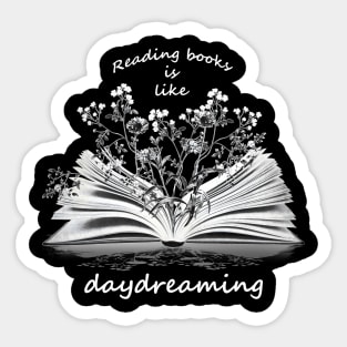 Books lovers, reading books, flowers growing from book Sticker